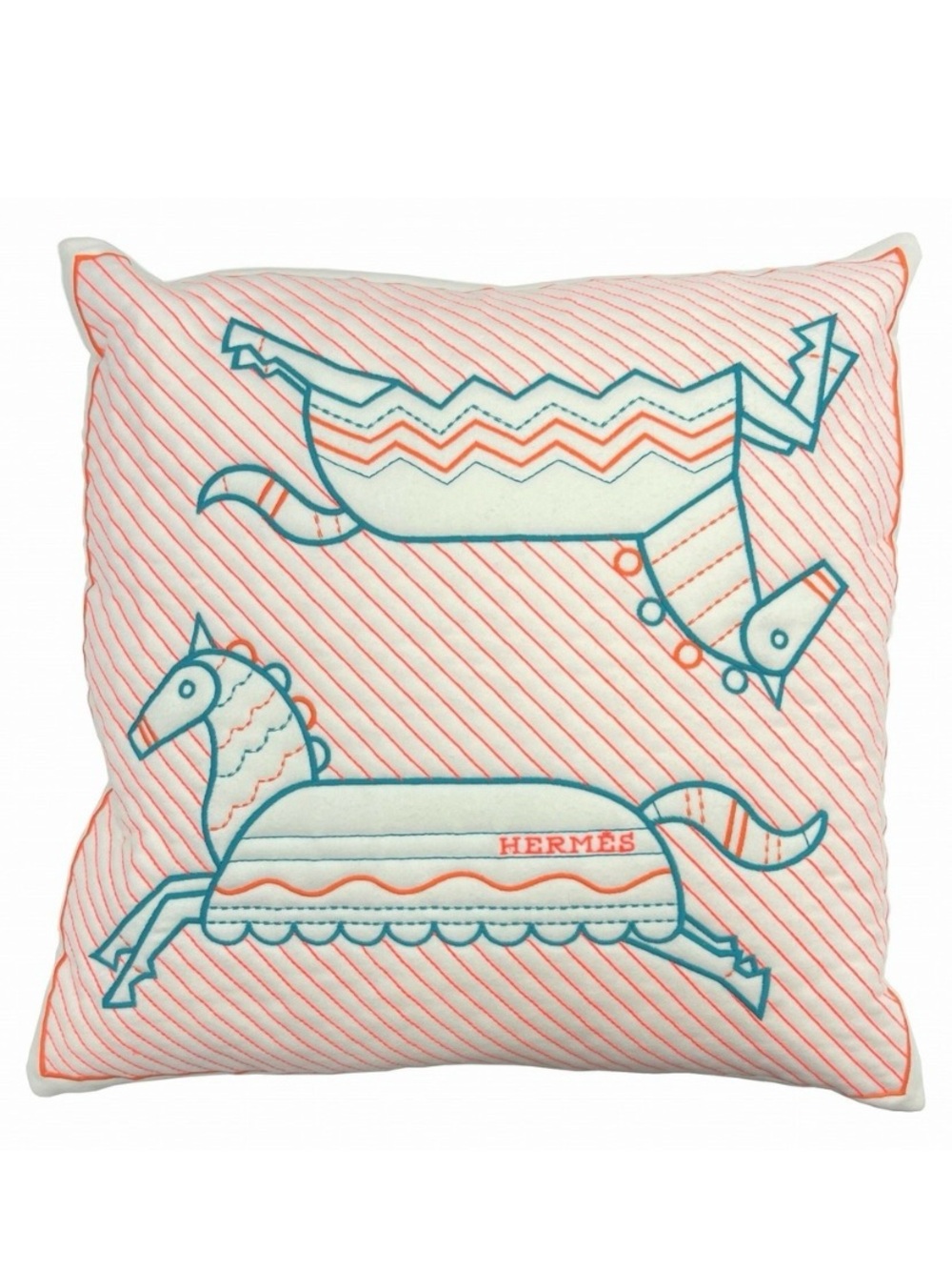 RARE HERMES Hermes Cushion Epope Wool Cashmere EPOPEE QUILTED PILLOW